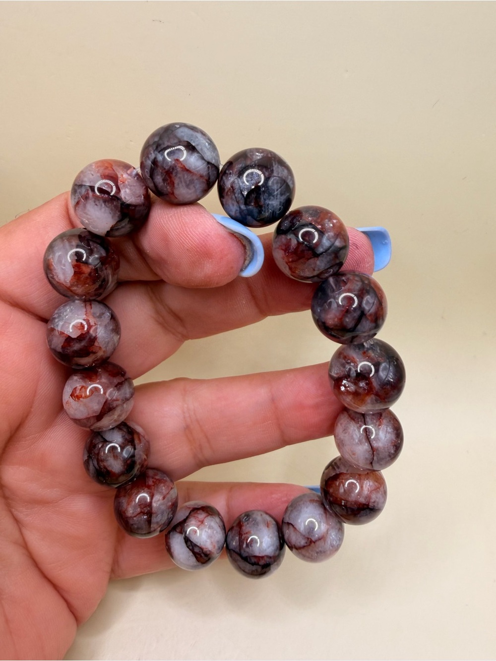 Natural Fire Quartz Bead Stretch Bracelet